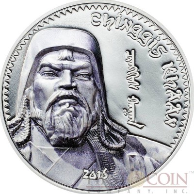 Mongolia CHINGGIS KHAAN 1st MONGOL EMPIRE KING OF KINGS 1000 Togrog Silver coin 2016 HIGH RELIEF Smartminting technology Proof 1 oz